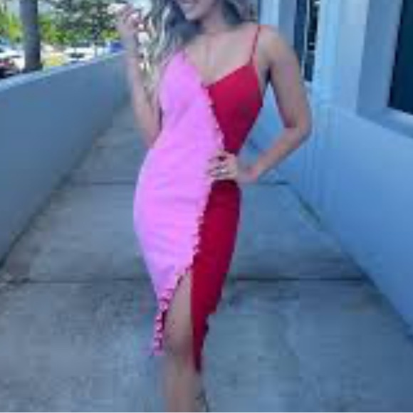 Bardot Sherbert Bomb Midi Dress red pink - Picture 7 of 10